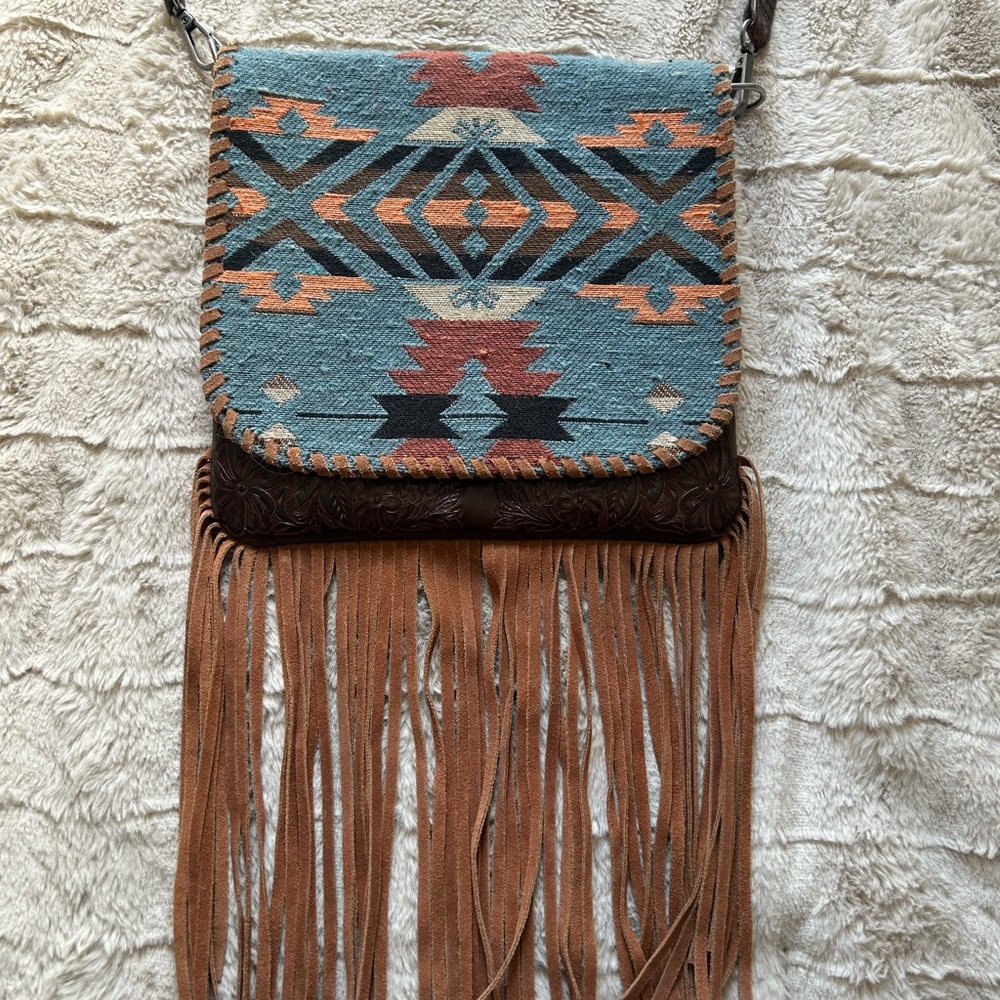 Shyanne Tapestry and Leather Crossbody Purse